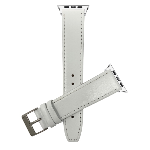 BANDINI  Leather Replacement Watch Strap for Apple Watch Band 42MM (Series 11/10) /41MM / 40MM / 38Mm, Series 11 10 9 8 7 6 5 & Se - / Silver