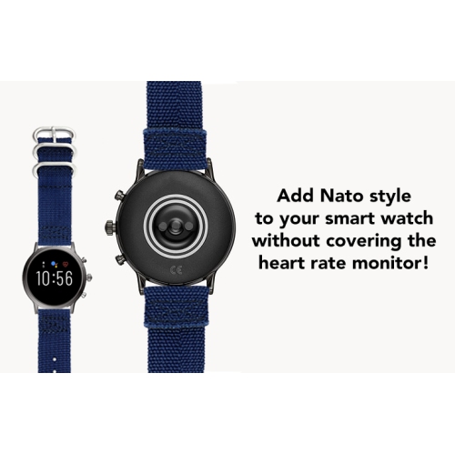 Bandini 22mm Nylon Nato Style Smartwatch Band - 2 Piece Watch Strap - 3 Stainless Steel Loops and Buckle - Burgundy