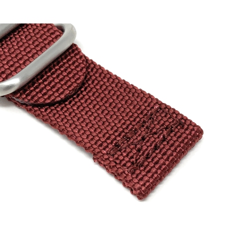 Bandini 22mm Nylon Nato Style Smartwatch Band - 2 Piece Watch Strap - 3 Stainless Steel Loops and Buckle - Burgundy