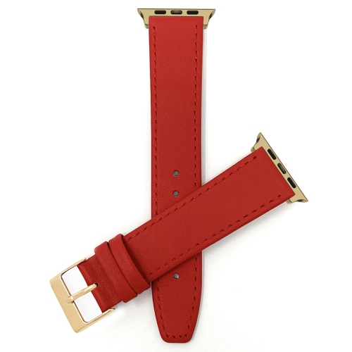 BANDINI  Leather Replacement Watch Strap for Apple Watch Band 42MM (Series 11/10) /41MM / 40MM / 38Mm, Series 11 10 9 8 7 6 5 & Se - / Gold In Red