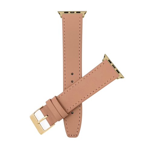 BANDINI  Leather Replacement Watch Strap for Apple Watch Band 42MM (Series 11/10) /41MM / 40MM / 38Mm, Series 11 10 9 8 7 6 5 & Se - Soft / Gold