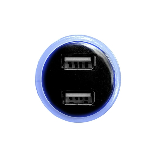 Chargeur double USB universel pour l’auto à DEL Blue Halo Light pour Apple, Samsung, Google, téléphones mobiles, tablettes,GPS, appareils photo