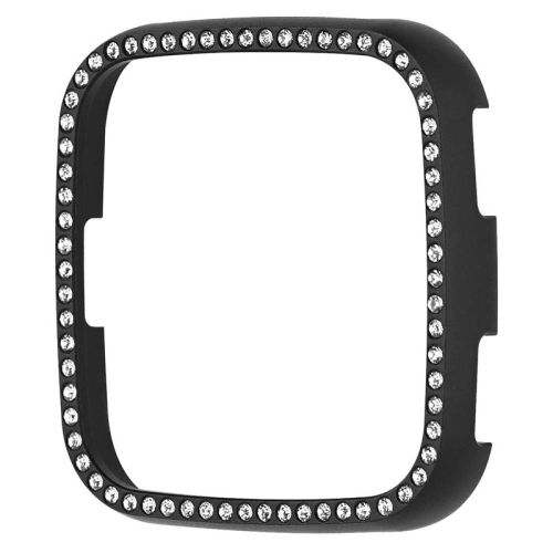 StrapsCo Alloy Metal Protective Case Guard with Rhinestones for Fitbit Versa & Versa Lite - Black