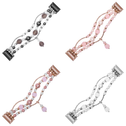 StrapsCo Decorative Crystal Bead Bracelet Band Strap with Rhinestones for Fitbit Charge 4 & Charge 3 - Rose Gold & Purple