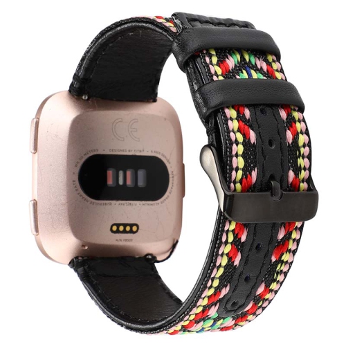 StrapsCo Embroidered Leather Watch Band Strap for Fitbit Versa, Versa 2 & Versa Lite - Candy Bracelet