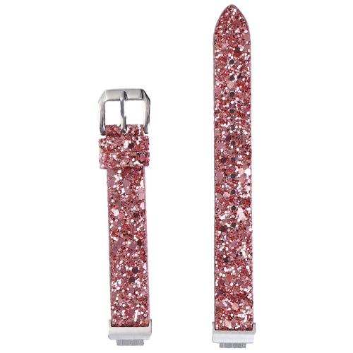 StrapsCo Women's Leather Sequin Glitter Watch Band Strap for Fitbit Inspire & Inspire HR - Rose Gold