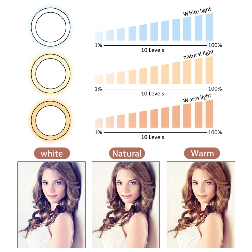 UBeesize 8" Mini LED Camera Selfie Ring Light w/ Mini Tripod Stand & Cell Phone Holder for Live Stream/Makeup, YouTube