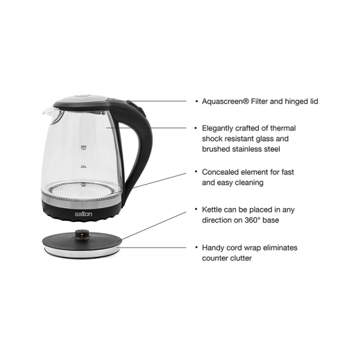 Salton Compact Cordless Electric Glass Kettle