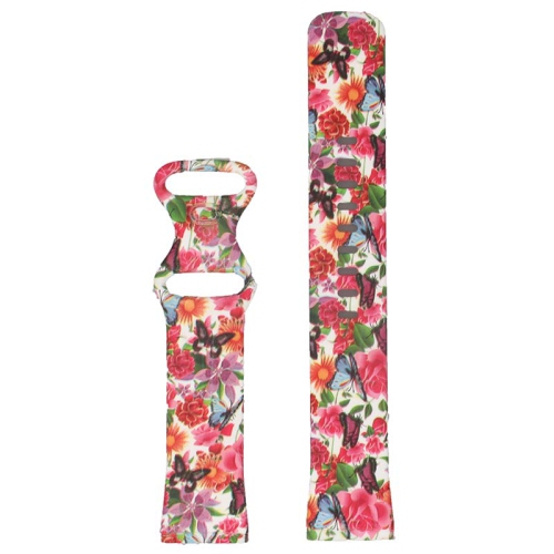 STRAPSCO  Pattern Print Silicone Rubber Watch Band Strap for Fitbit Versa 3 - Medium-Long - Floral In Multicolor