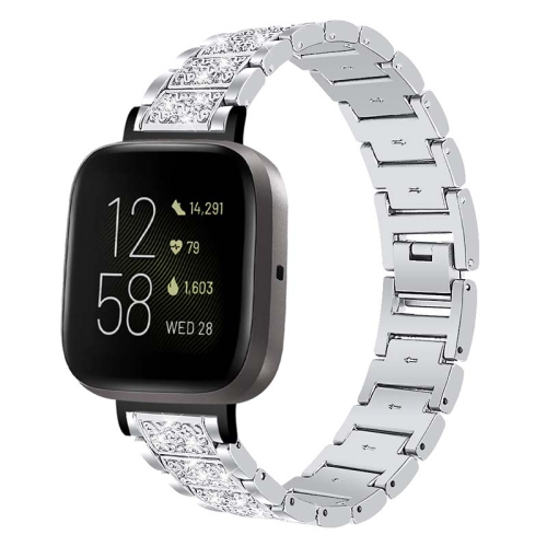 STRAPSCO  Stainless Steel Metal Bracelet Watch Band With Rhinestones for Fitbit Sense - In Silver