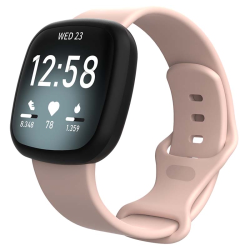 STRAPSCO  Silicone Rubber Infinity Watch Band Strap for Fitbit Sense - Short-Medium - Pale In Pink