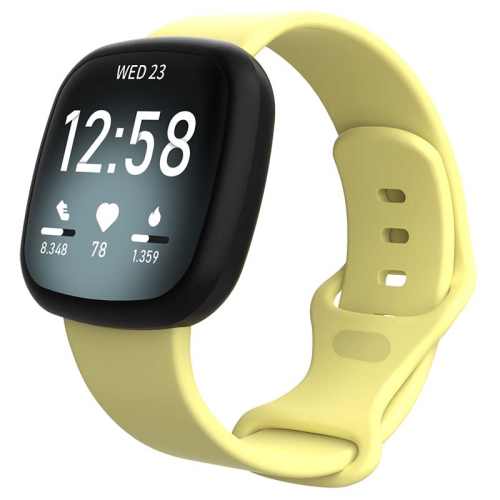 StrapsCo Silicone Rubber Infinity Watch Band Strap for Fitbit Sense - Short-Medium - Yellow