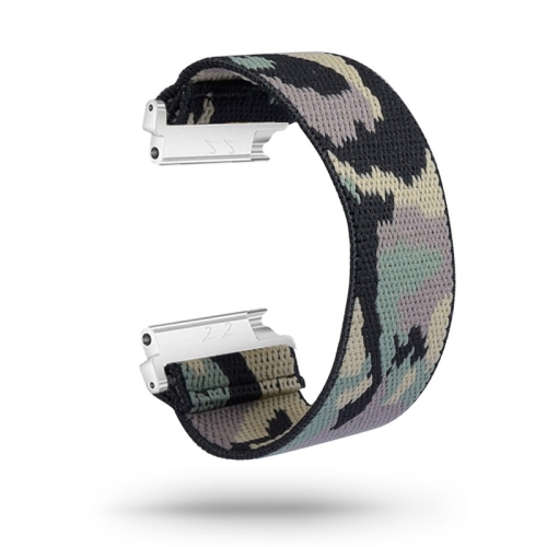 StrapsCo Bracelet de Montre Élastique en Nylon pour Fitbit Versa et Versa 2 et Versa Lite - Camo Armé