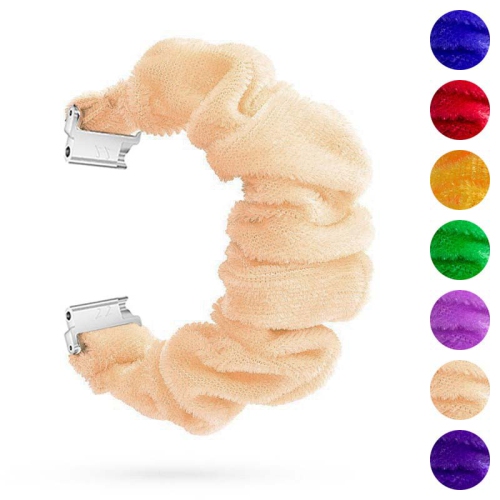 STRAPSCO  Fuzzy Elastic Nylon Scrunchie Watch Band Strap for Fitbit Versa & Versa 2 & Versa Lite - In Beige
