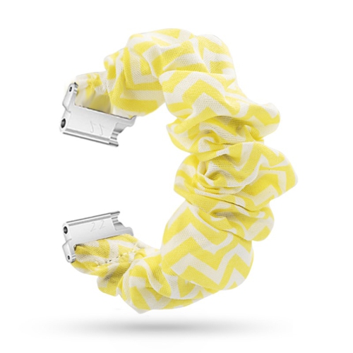 STRAPSCO  Elastic Nylon Scrunchie Watch Band Strap for Fitbit Versa & Versa 2 & Versa Lite - & White In Yellow