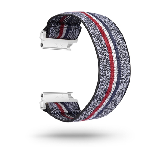 STRAPSCO  Nylon Elastic Watch Band Strap for Fitbit Versa & Versa 2 & Versa Lite - Red/white/blue/grey In Multicolor
