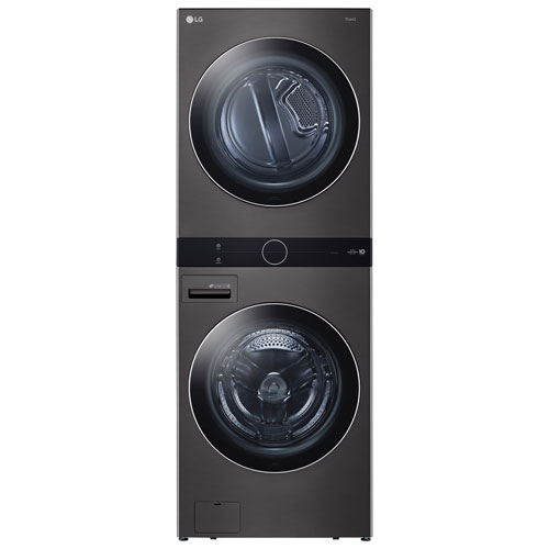 LG WashTower 5.2 Cu. Ft. High Efficiency Steam Washer & Dryer Laundry Centre - Black Steel