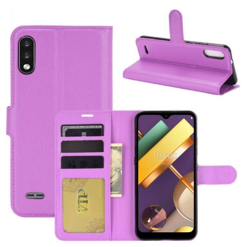 [CS] LG K22 / K32 Case, Magnetic Leather Folio Wallet Flip Case Cover with Card Slot, Purple