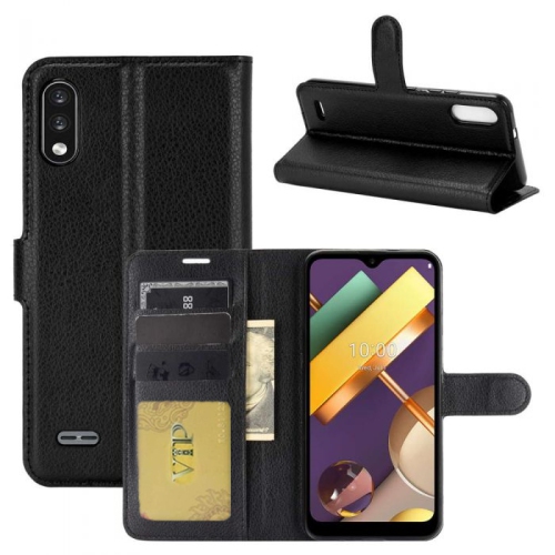 [CS] LG K22 / K32 Case, Magnetic Leather Folio Wallet Flip Case Cover with Card Slot, Black