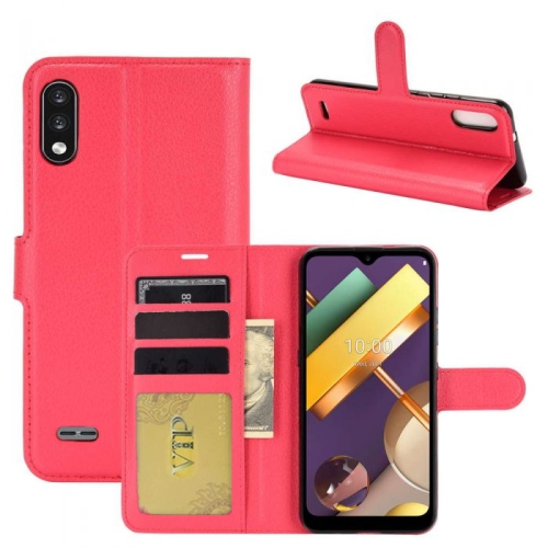 [CS] LG K22 / K32 Case, Magnetic Leather Folio Wallet Flip Case Cover with Card Slot, Red