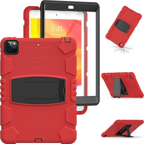 【CSmart】 Shockproof Heavy Duty Rugged Defender Hard Case Kickstand Cover for iPad Air 4 5 4th 5th Gen., Red