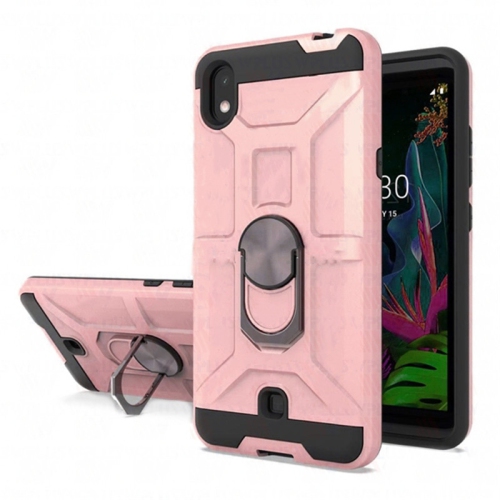 【CSmart】 Anti-Drop Hybrid Magnetic Hard Armor Case with Fashion Ring Holder for LG K22, Rose Gold