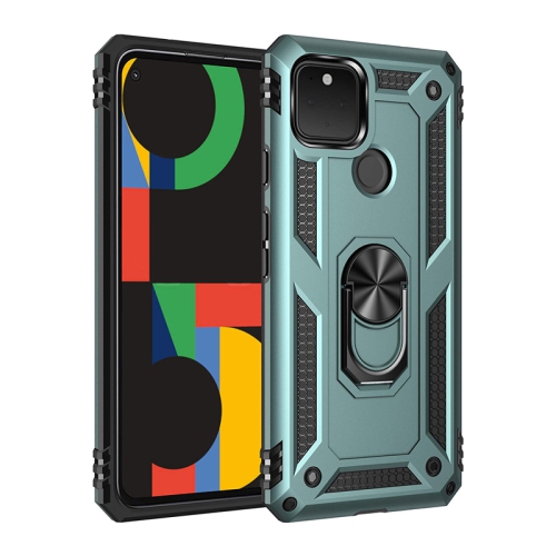 【CSmart】 Anti-Drop Hybrid Magnetic Hard Armor Case with Ring Holder for Pixel 4a 5G 2020, Midnight Green