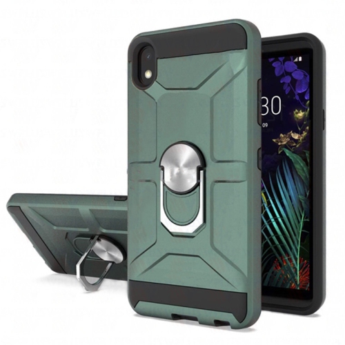 【CSmart】 Anti-Drop Hybrid Magnetic Hard Armor Case with Fashion Ring Holder for LG K22, Armygreen