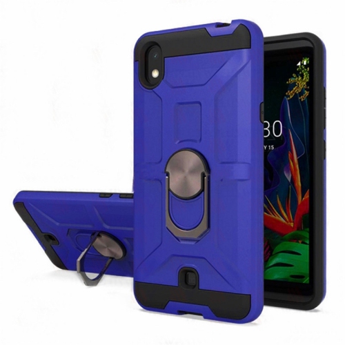 【CSmart】 Anti-Drop Hybrid Magnetic Hard Armor Case with Fashion Ring Holder for LG K22, Blue