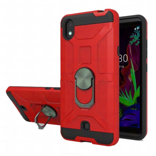 【CSmart】 Anti-Drop Hybrid Magnetic Hard Armor Case with Fashion Ring Holder for LG K22, Red