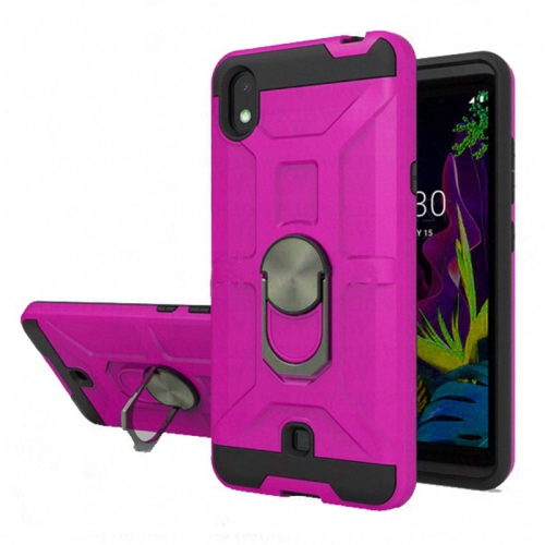 【CSmart】 Anti-Drop Hybrid Magnetic Hard Armor Case with Fashion Ring Holder for LG K22, Hot Pink