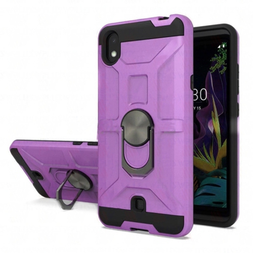 【CSmart】 Anti-Drop Hybrid Magnetic Hard Armor Case with Fashion Ring Holder for LG K22, Purple