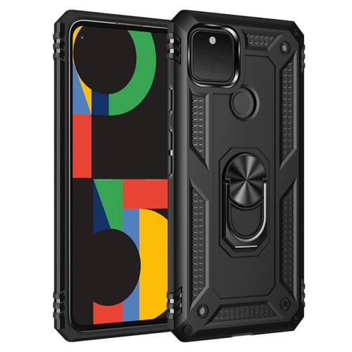 【CSmart】 Anti-Drop Hybrid Magnetic Hard Armor Case with Ring Holder for Pixel 4a 5G 2020, Black