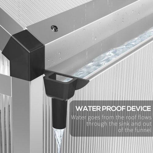 Outsunny 6' x 4' x 6.4' Polycarbonate Greenhouse, Aluminum Walk-In Green House Kit Garden, Plants Grow with Rain Gutter and Roof Vent, Silver