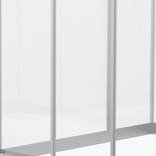 Outsunny 6' x 4' x 6.4' Polycarbonate Greenhouse, Aluminum Walk-In Green House Kit Garden, Plants Grow with Rain Gutter and Roof Vent, Silver