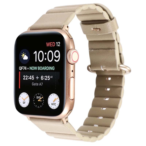 STRAPSCO  Genuine Leather Link Band Strap for Apple Watch - 42MM - In Tan