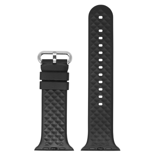 STRAPSCO  Silicone Rubber Waffle Grooved Band Strap for Apple Watch - 42MM - In Black