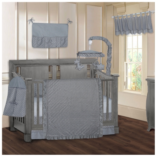 Ensemble de literie de 9 pièces pour lit de bébé Minky Ultra de BabyFad, gris