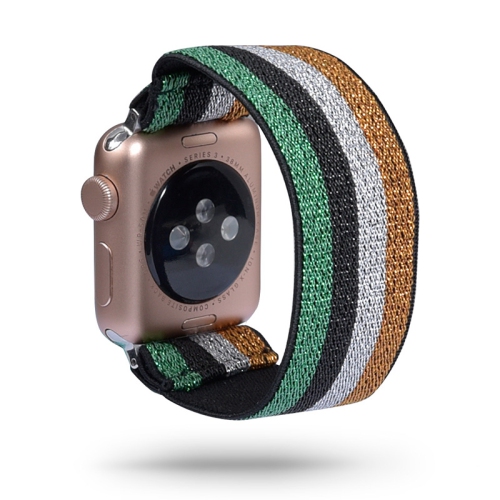 StrapsCo Nylon Elastic Band Strap for Apple Watch 40mm Green & Gold Sparkles Best Buy Canada