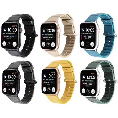 StrapsCo Genuine Leather Link Band Strap for Apple Watch - 40mm - Tan