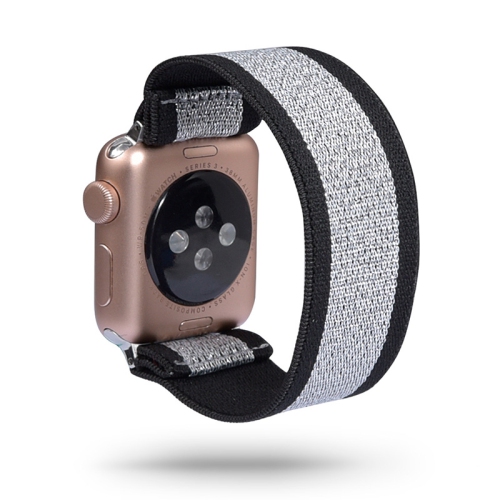 StrapsCo Nylon Elastic Band Strap for Apple Watch 44mm Silver