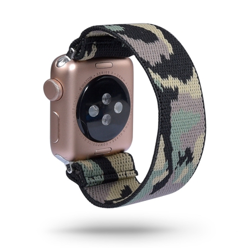 StrapsCo Nylon Elastic Band Strap for Apple Watch 40mm Army Camo