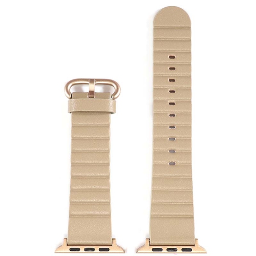 StrapsCo Genuine Leather Link Band Strap for Apple Watch - 44mm - Tan