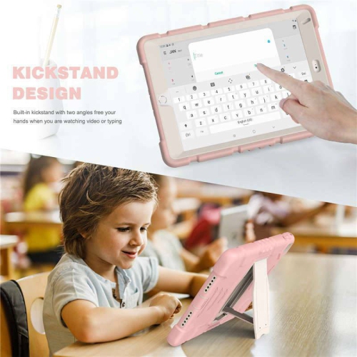 Shockproof Heavy Duty Rugged Defender Hard Case Kickstand Cover for iPad Air 1 2 1st 2nd Gen / Pro 9.7", Rose Gold