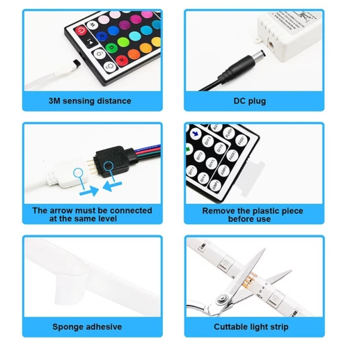 2 Pack of Navor LED Light Strip, 10M/32.8ft 300 LED RGB SMD 5050 Color Changing with 44 Keys Remote Control, IP65 Waterproof