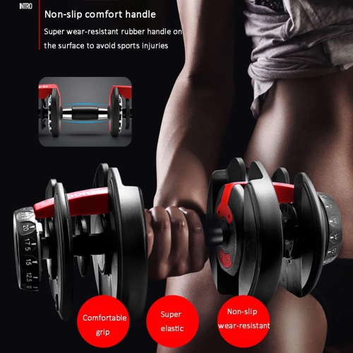 Weight Adjustable Dumbbell,15-Speed Quick Adjustment, for Weight Lifting, Strength and Core Training, From 5 to 52 LB Weight Adjustment Range, Flexible dumbbells