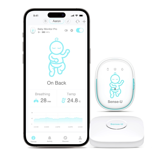 Interphone de surveillance respiratoire de Sense-U, alertes en temps réel pour ne pas respirer, retournement, surchauffe de n'importe où