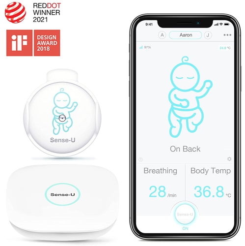 Sense-U Baby Monitor 2 with Breathing Movement Temperature Smart Sensors: Tracks Baby's Breathing Movement, Body Temperature, Rollover from Anywhere