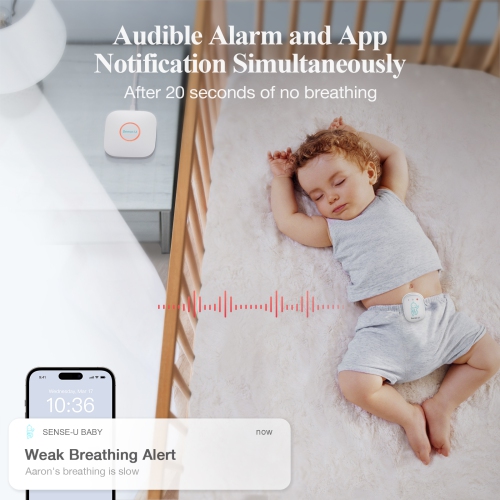 Interphone de surveillance respiratoire de Sense-U, alertes en temps réel pour ne pas respirer, retournement, surchauffe de n'importe où