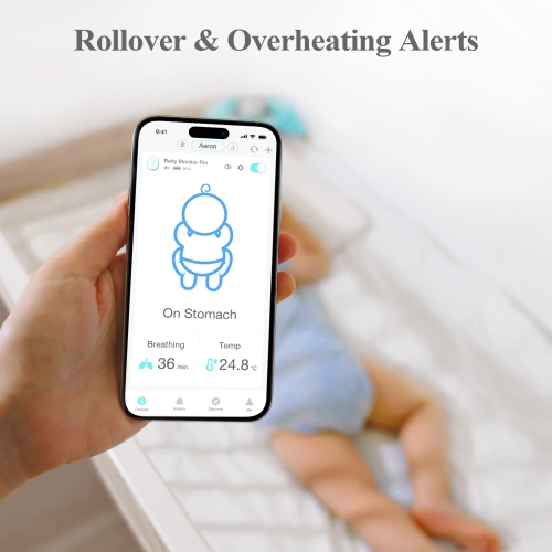 Interphone de surveillance respiratoire de Sense-U, alertes en temps réel pour ne pas respirer, retournement, surchauffe de n'importe où